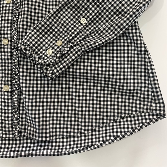 Vineyard Vines Long Sleeve Dress Shirt Frills Button Up Black & White Girls 14 - Picture 10 of 15